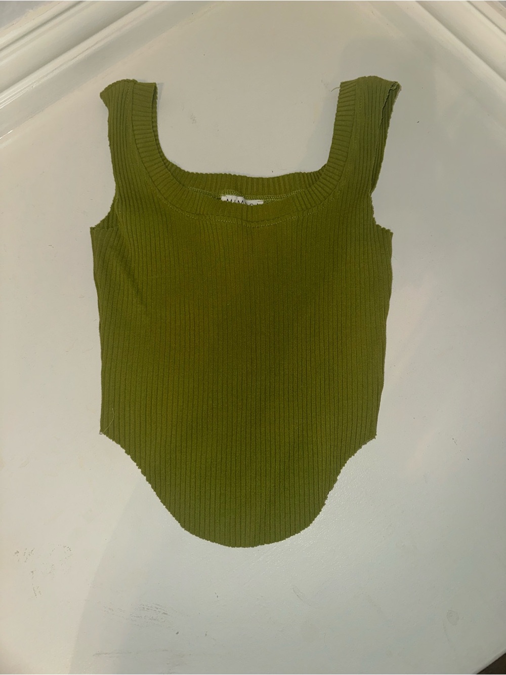 Ribbed Scoop-Neck Tank Bodysuit in Olive
